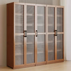 Classic 6-Tier Premium Wood Glass Door Wide Bookcase