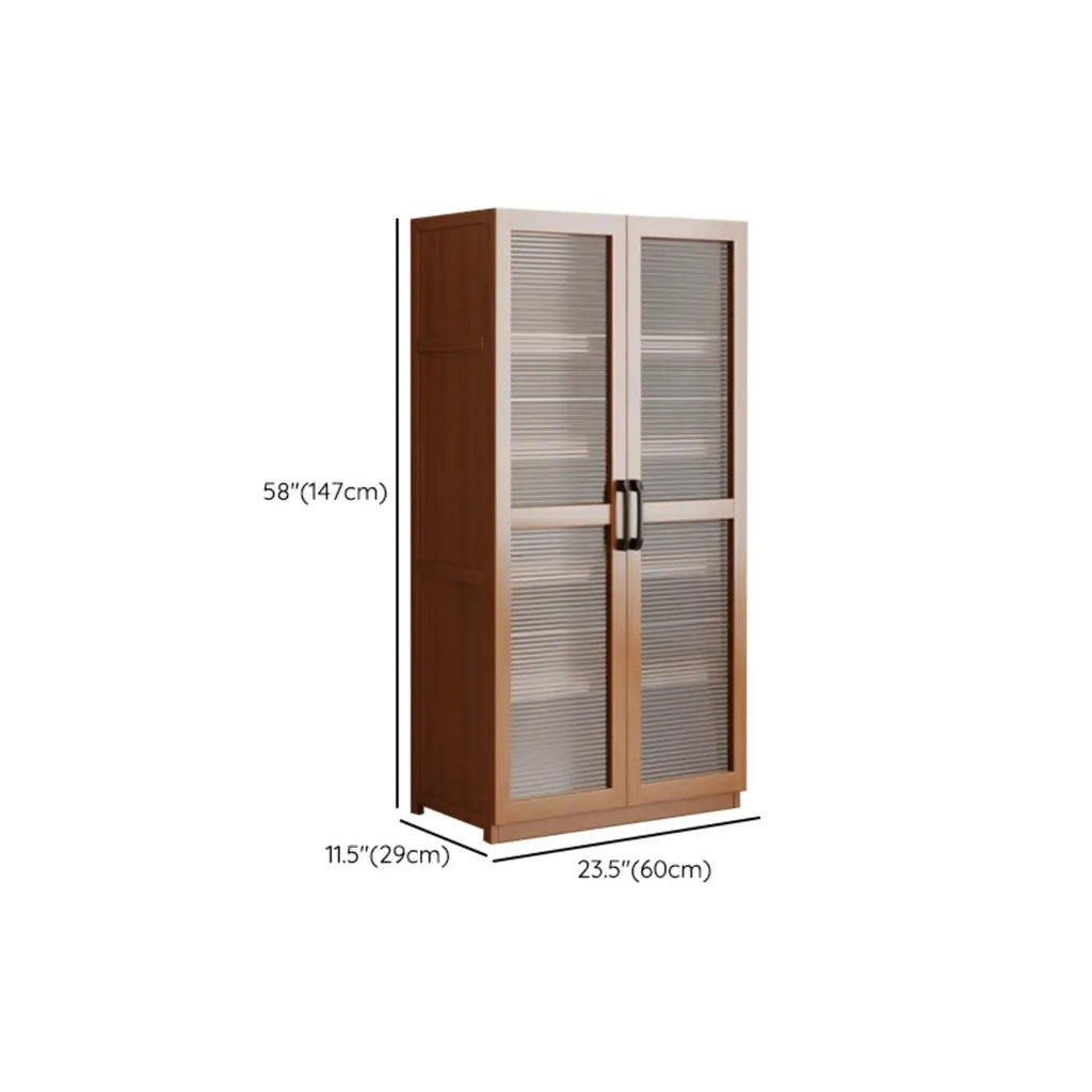 Classic 6-Tier Premium Wood Glass Door Wide Bookcase