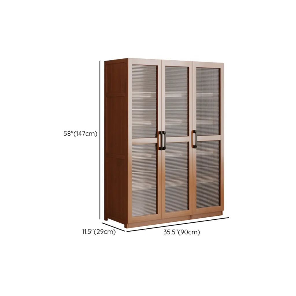 Classic 6-Tier Premium Wood Glass Door Wide Bookcase