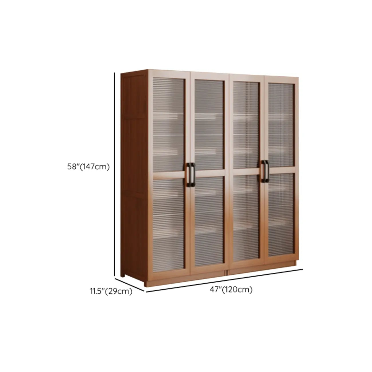 Classic 6-Tier Premium Wood Glass Door Wide Bookcase