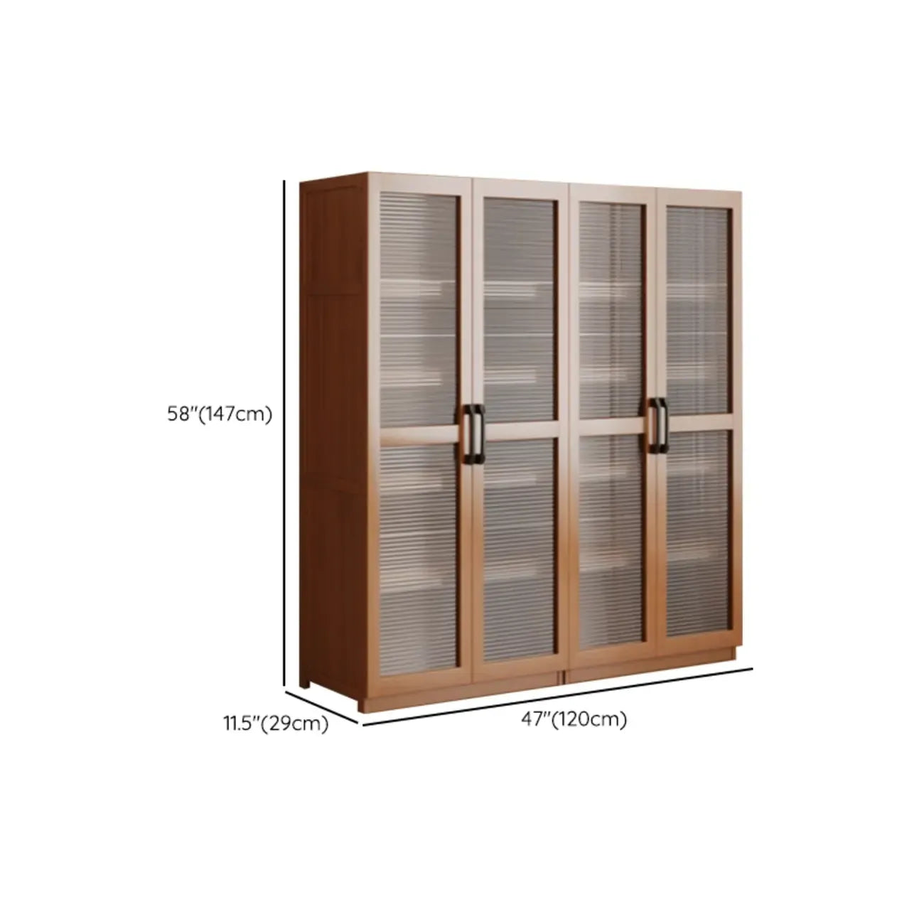 Classic 6-Tier Premium Wood Glass Door Wide Bookcase