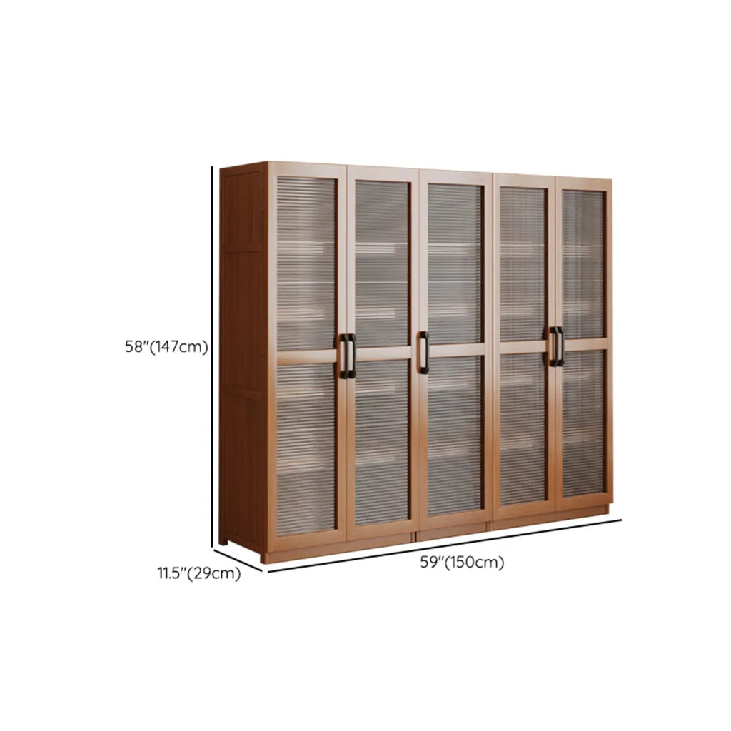 Classic 6-Tier Premium Wood Glass Door Wide Bookcase