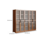 Classic 6-Tier Premium Wood Glass Door Wide Bookcase