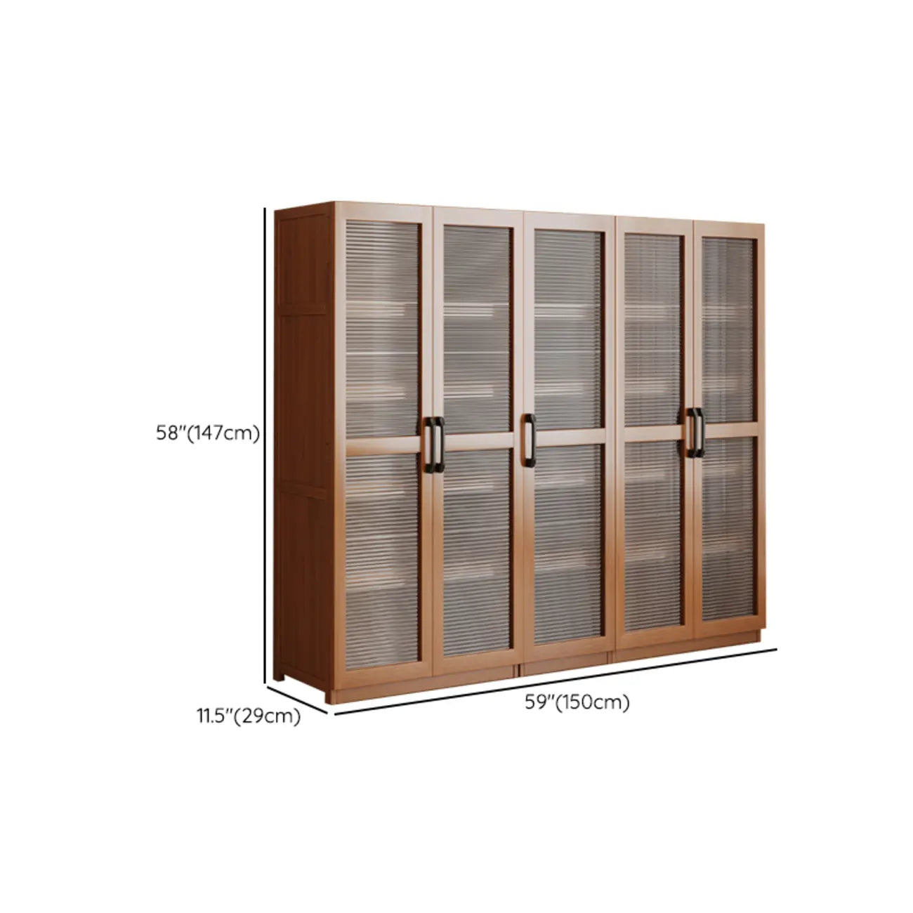 Classic 6-Tier Premium Wood Glass Door Wide Bookcase