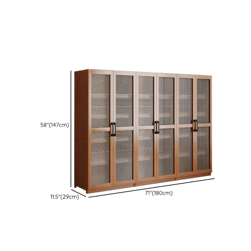 Classic 6-Tier Premium Wood Glass Door Wide Bookcase