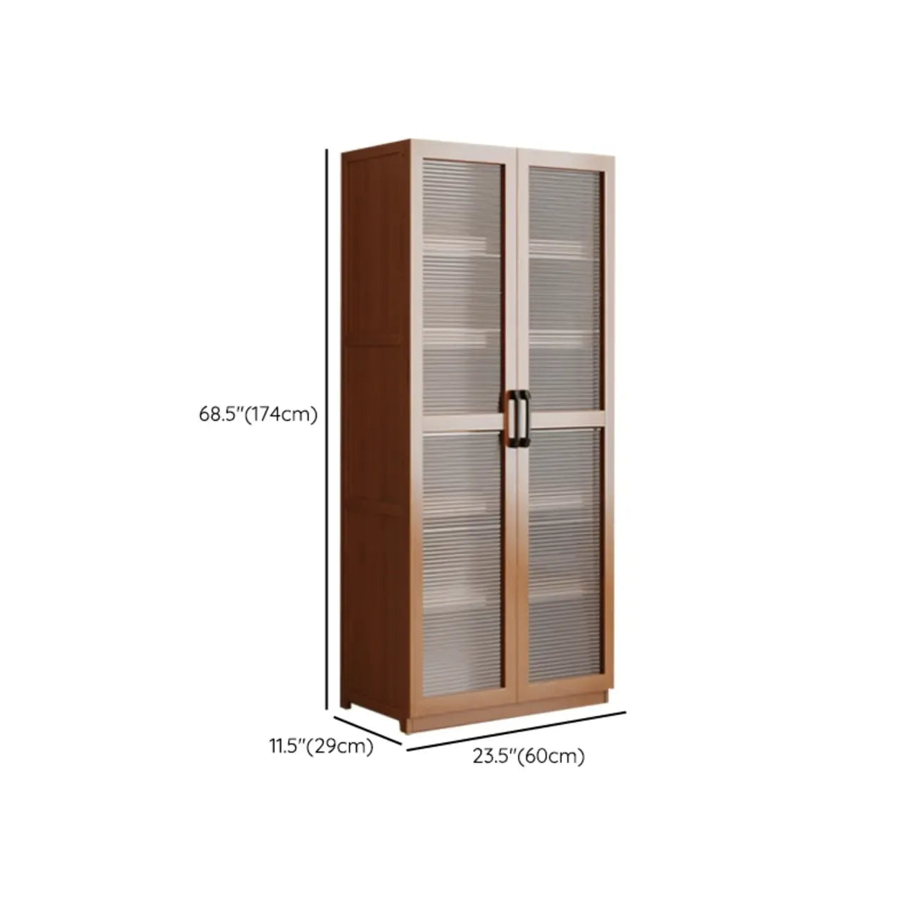 Classic 6-Tier Premium Wood Glass Door Wide Bookcase