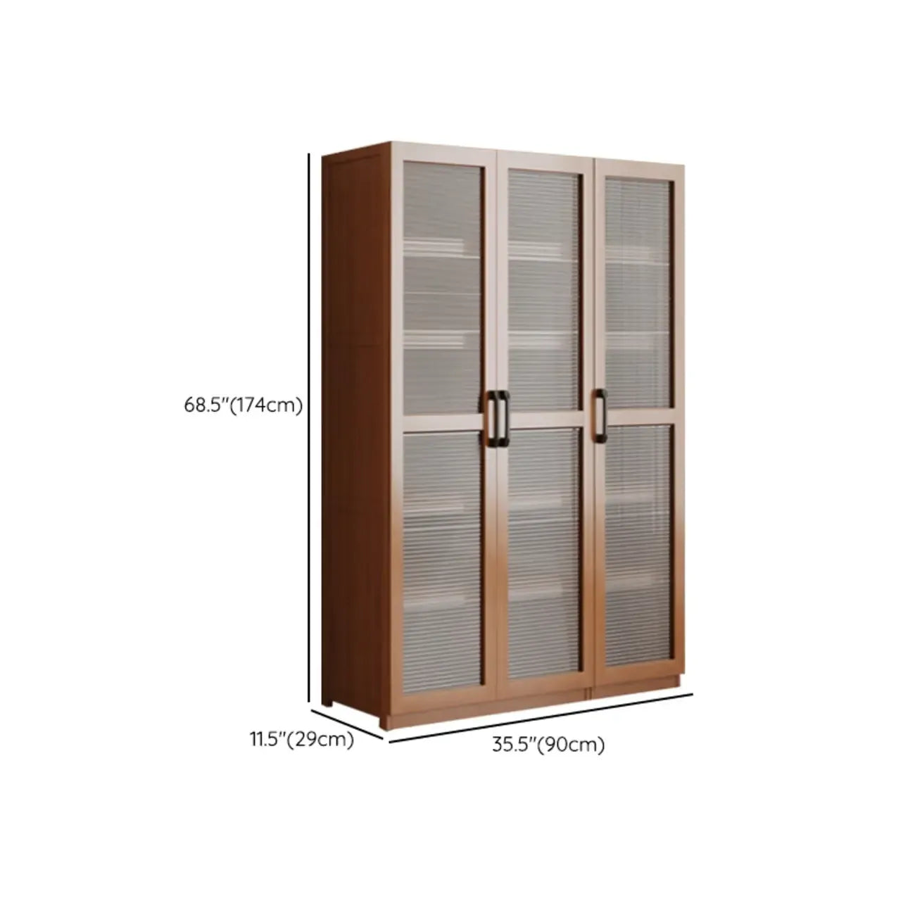 Classic 6-Tier Premium Wood Glass Door Wide Bookcase
