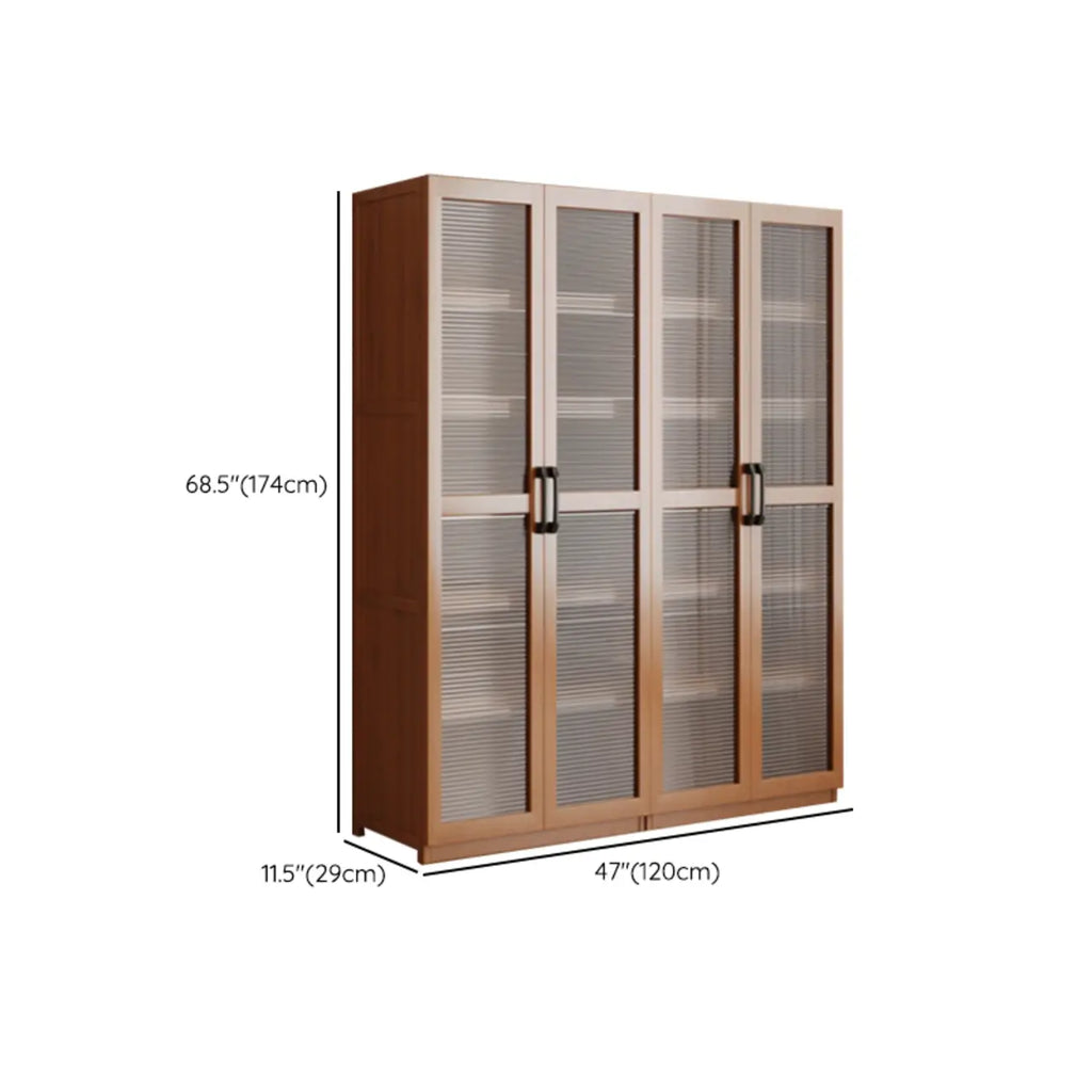 Classic 6-Tier Premium Wood Glass Door Wide Bookcase
