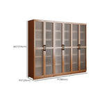 Classic 6-Tier Premium Wood Glass Door Wide Bookcase