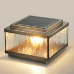 Elegant Bronze Ripple Square Solar Outdoor Post Lights
