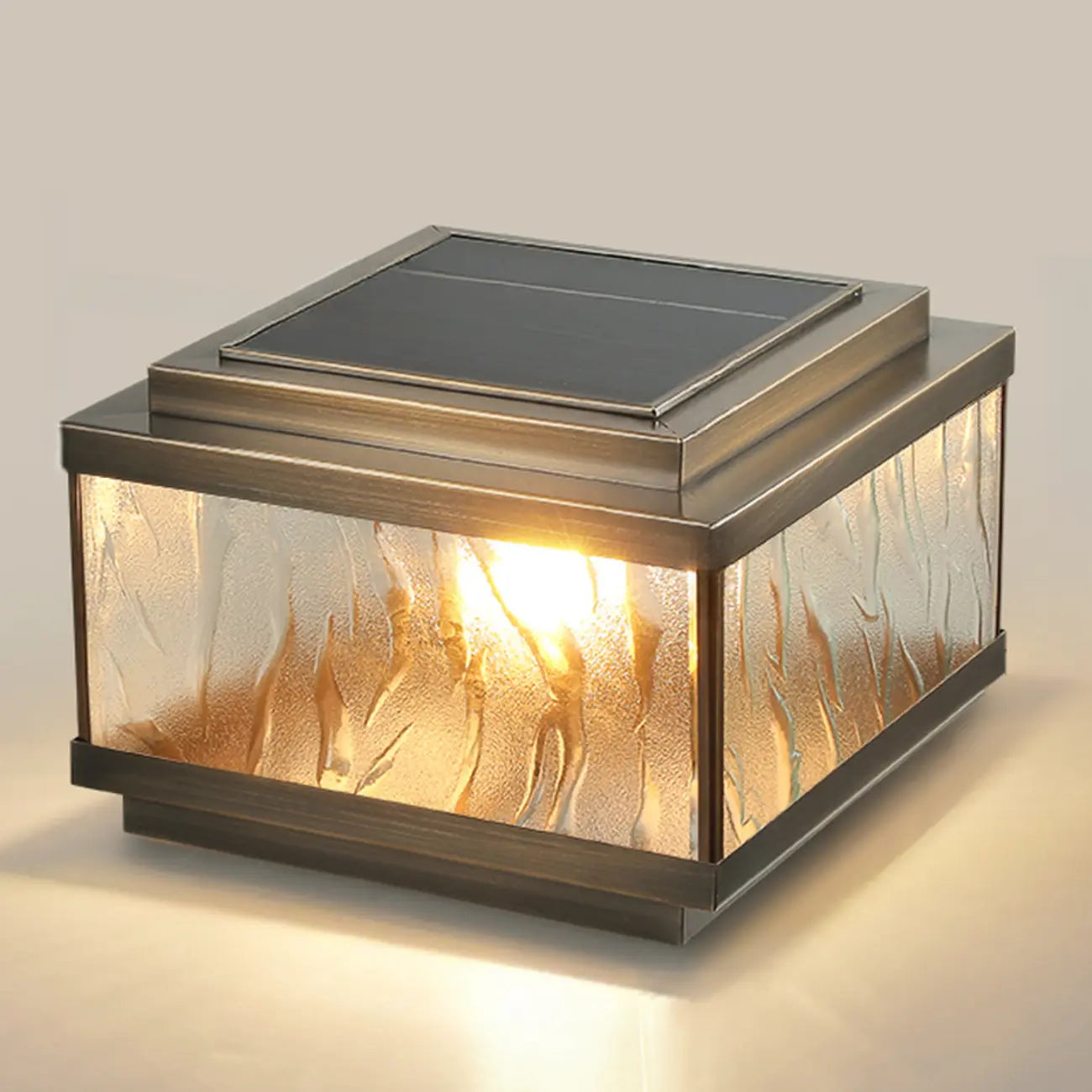 Elegant Bronze Ripple Square Solar Outdoor Post Lights