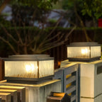Elegant Bronze Ripple Square Solar Outdoor Post Lights