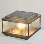 Elegant Bronze Ripple Square Solar Outdoor Post Lights