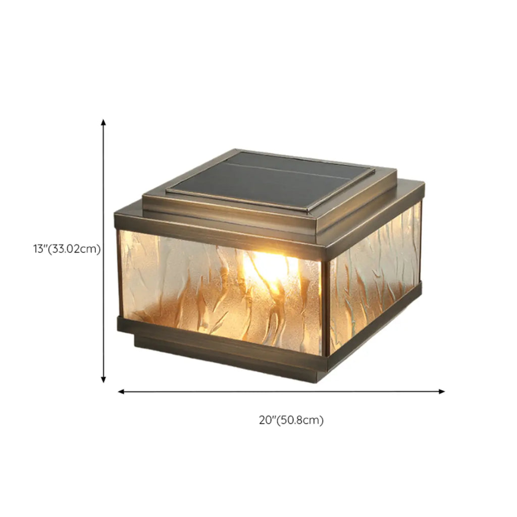 Elegant Bronze Ripple Square Solar Outdoor Post Lights