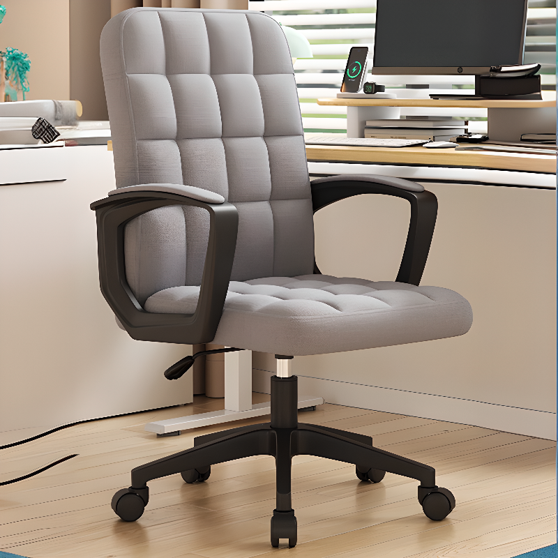 Modern Black Faux Leather Adjustable Swivel Office Chair