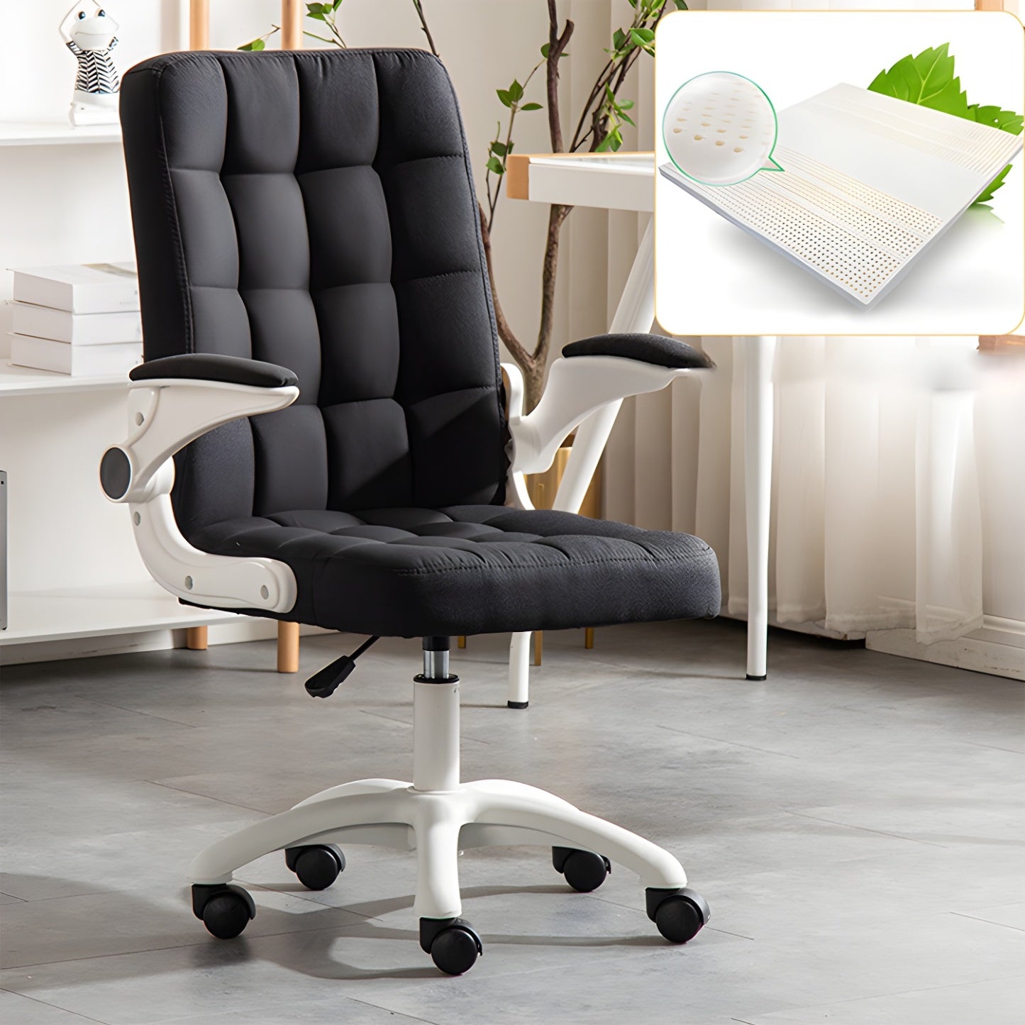 Tufted Brown Faux Leather Adjustable Swivel Office Chair