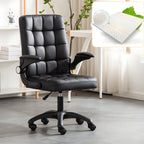 Tufted Brown Faux Leather Adjustable Swivel Office Chair