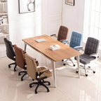 Tufted Brown Faux Leather Adjustable Swivel Office Chair