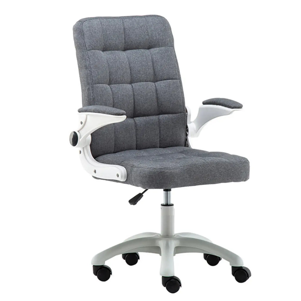 Tufted Brown Faux Leather Adjustable Swivel Office Chair