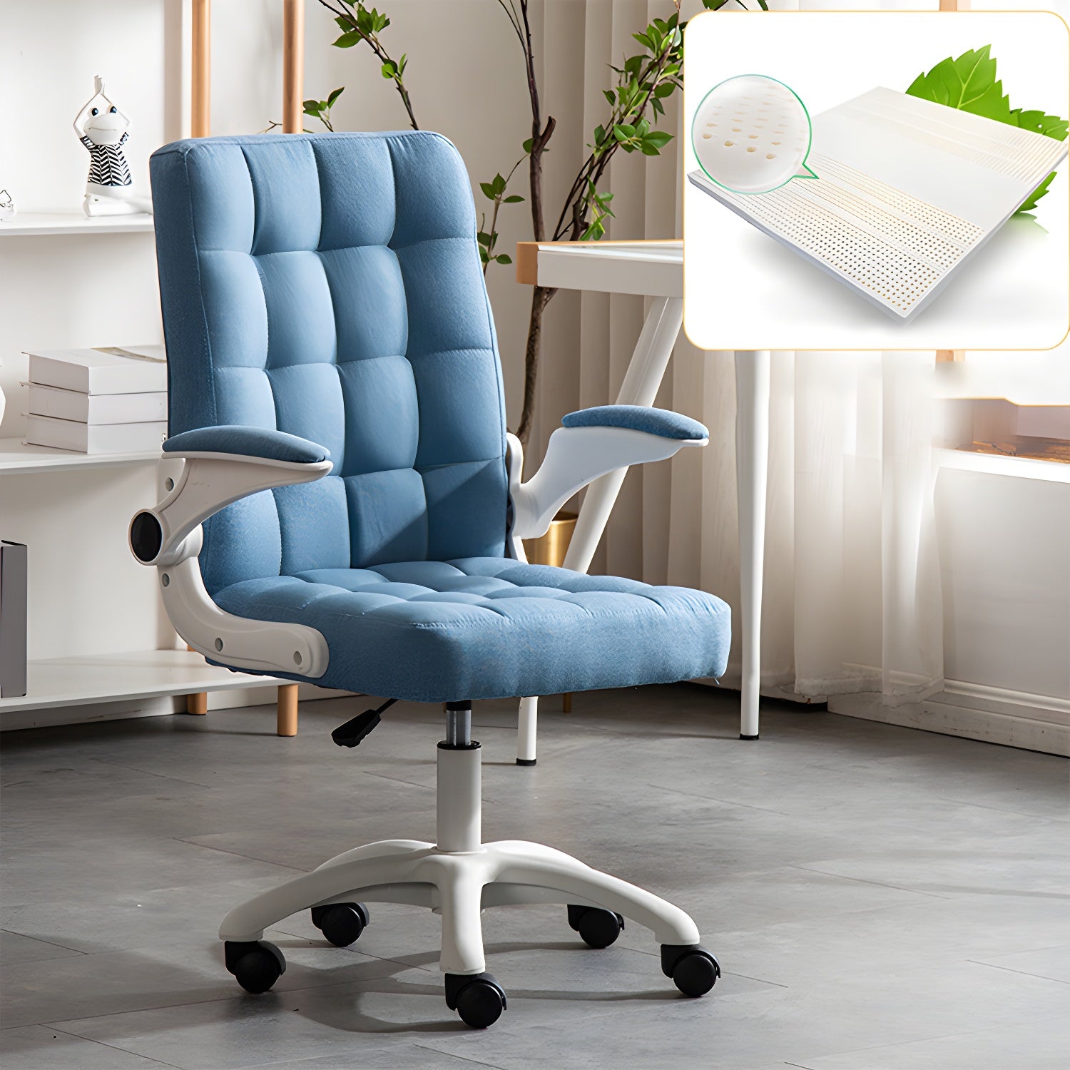 Tufted Brown Faux Leather Adjustable Swivel Office Chair