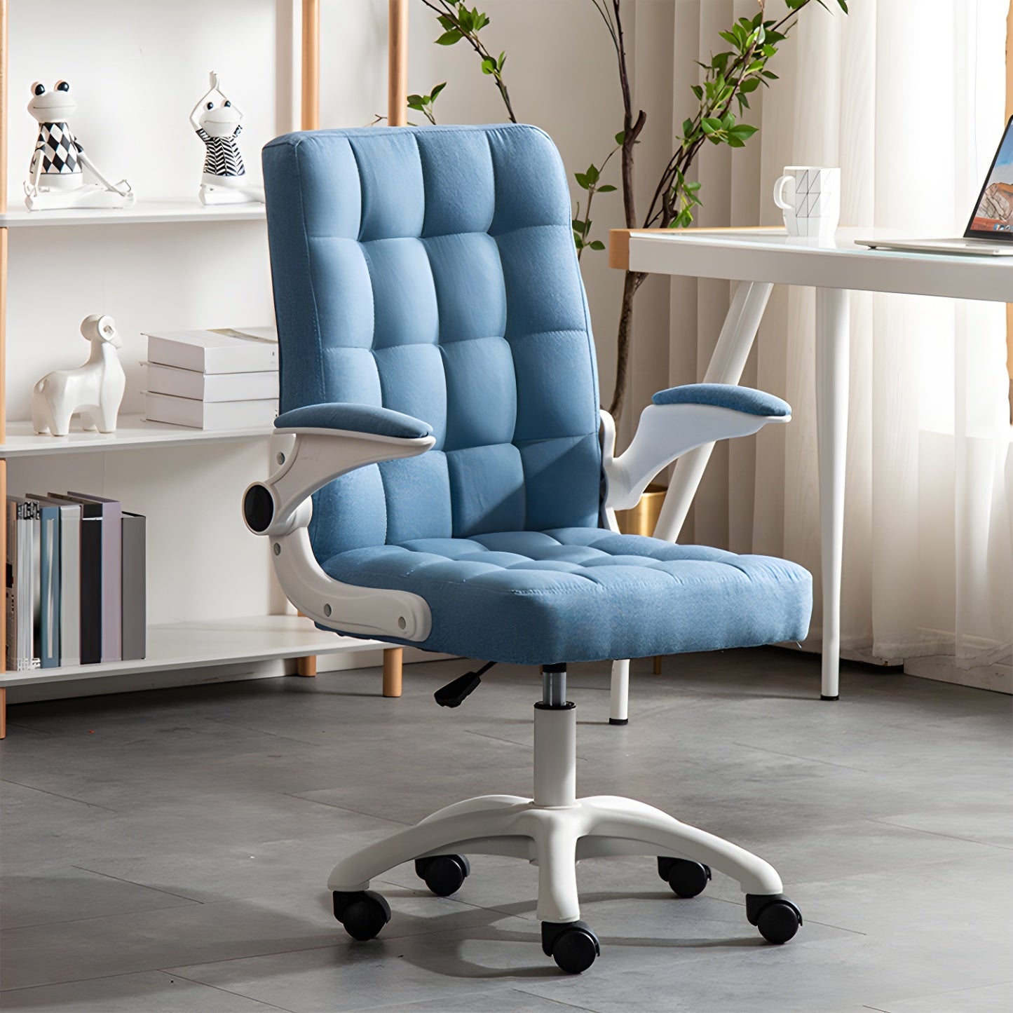 Tufted Brown Faux Leather Adjustable Swivel Office Chair