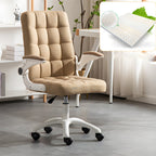 Tufted Brown Faux Leather Adjustable Swivel Office Chair