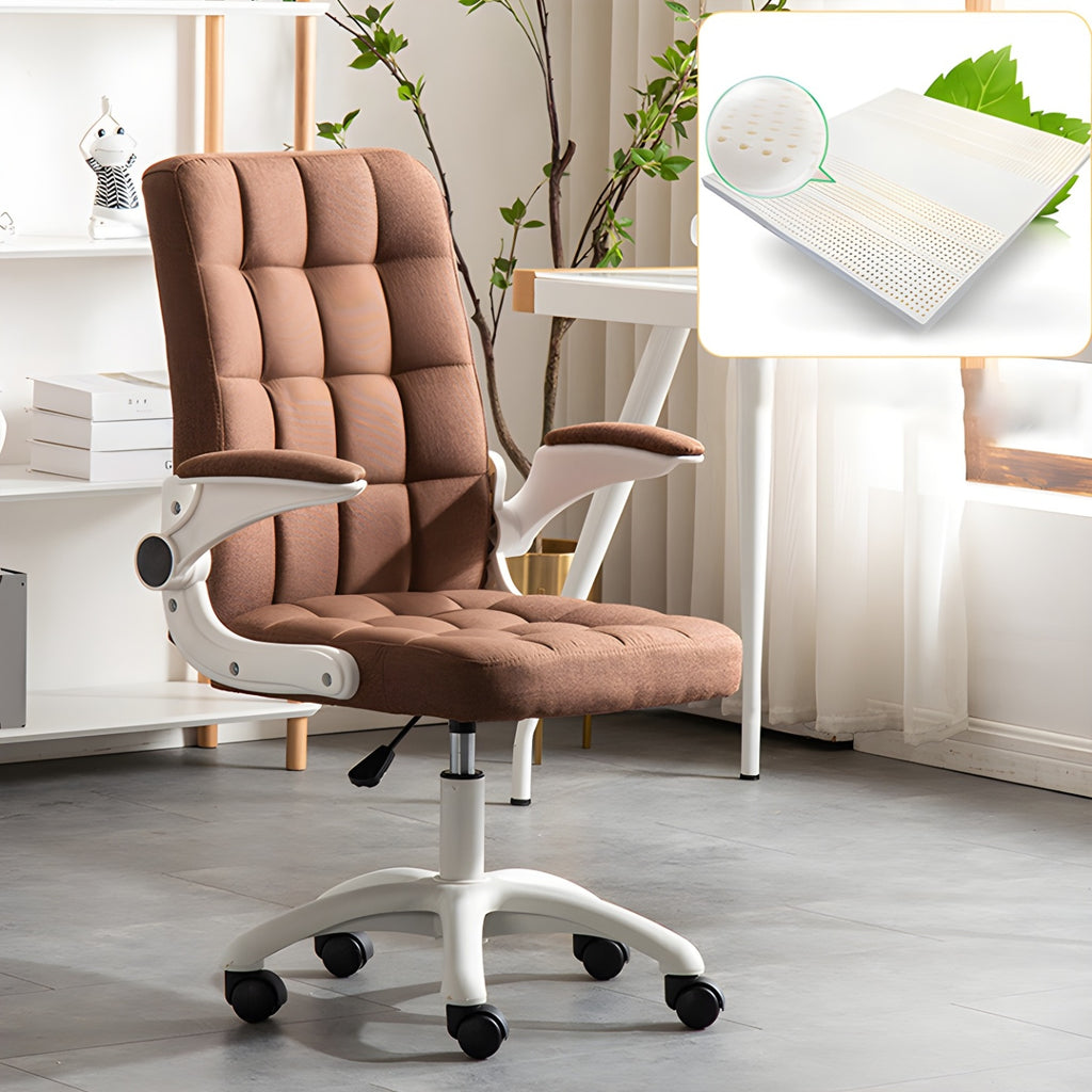 Tufted Brown Faux Leather Adjustable Swivel Office Chair