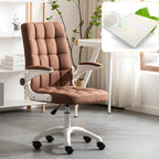 Tufted Brown Faux Leather Adjustable Swivel Office Chair