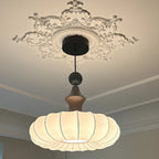Modern Round Adjustable White Fabric Pendant Chandelier