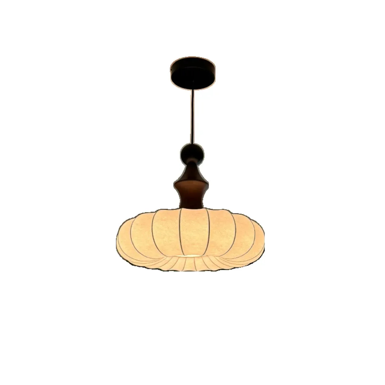 Modern Round Adjustable White Fabric Pendant Chandelier