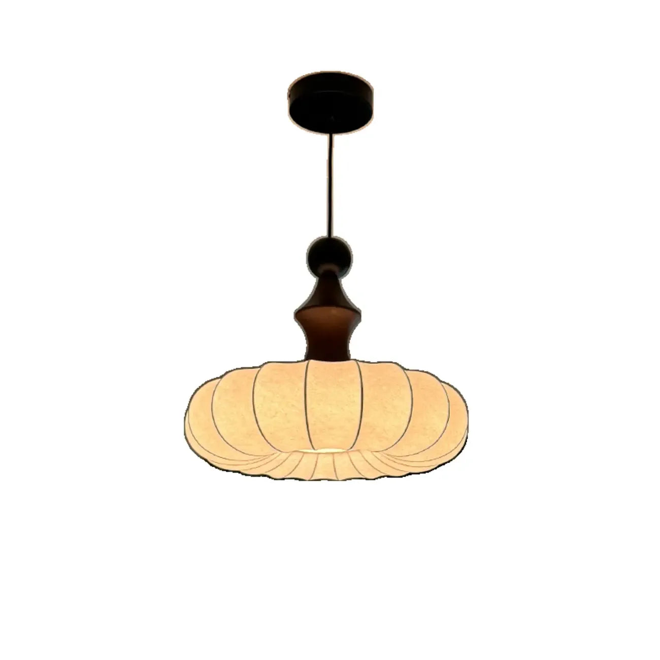 Modern Round Adjustable White Fabric Pendant Chandelier