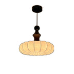 Modern Round Adjustable White Fabric Pendant Chandelier