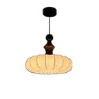 Modern Round Adjustable White Fabric Pendant Chandelier