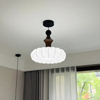 Modern Round Adjustable White Fabric Pendant Chandelier