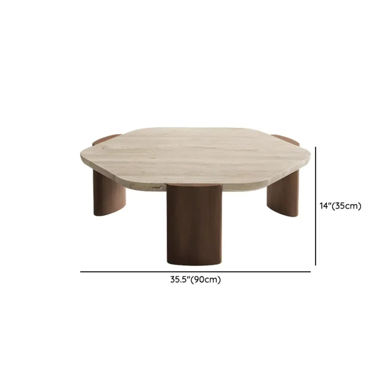 Modern Beige Travertine Top Coffee Table in Hexagon/Round