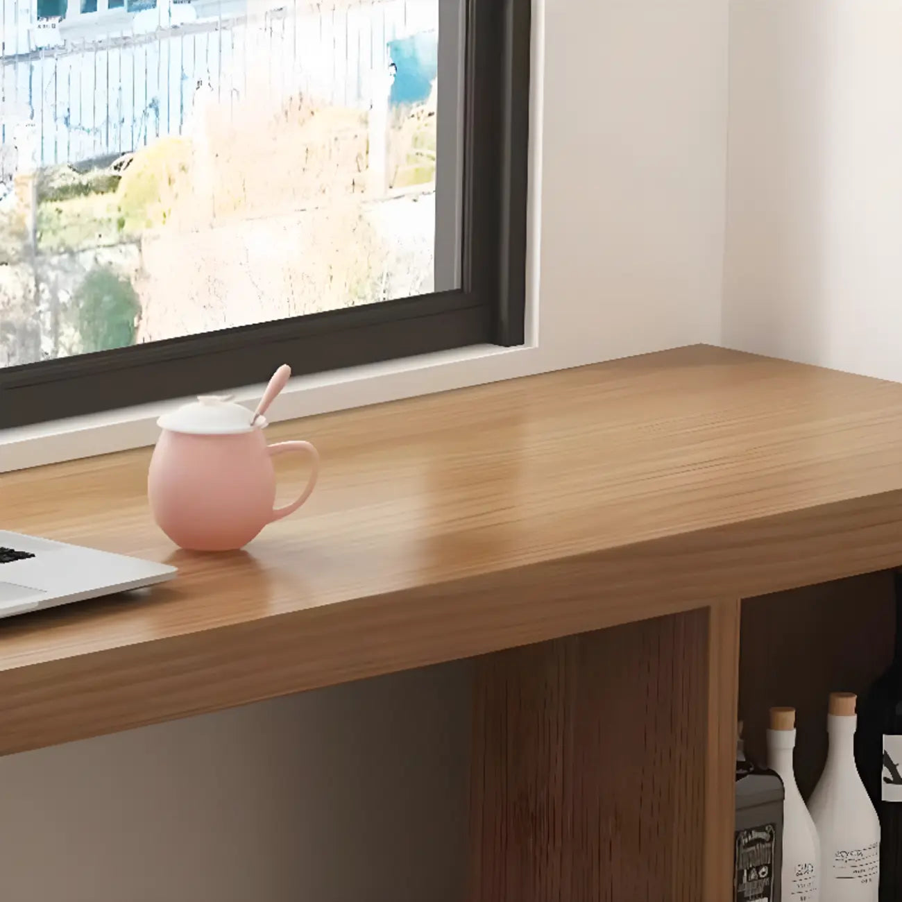 Simplistic Natural Wood 3 Cube Storage Home Bar Table