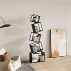 Art Deco Geometric Tall Black Metal Etagere Open Bookcase