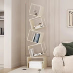 Art Deco Geometric Tall Black Metal Etagere Open Bookcase