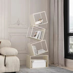 Art Deco Geometric Tall Black Metal Etagere Open Bookcase