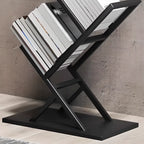 Art Deco Geometric Tall Black Metal Etagere Open Bookcase