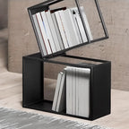 Art Deco Geometric Tall Black Metal Etagere Open Bookcase