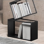 Art Deco Geometric Tall Black Metal Etagere Open Bookcase