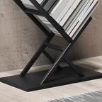 Art Deco Geometric Tall Black Metal Etagere Open Bookcase