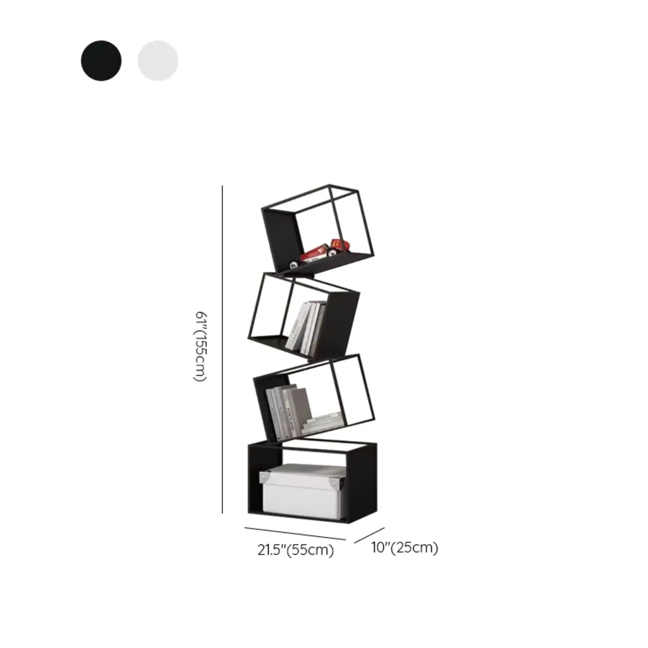 Art Deco Geometric Tall Black Metal Etagere Open Bookcase