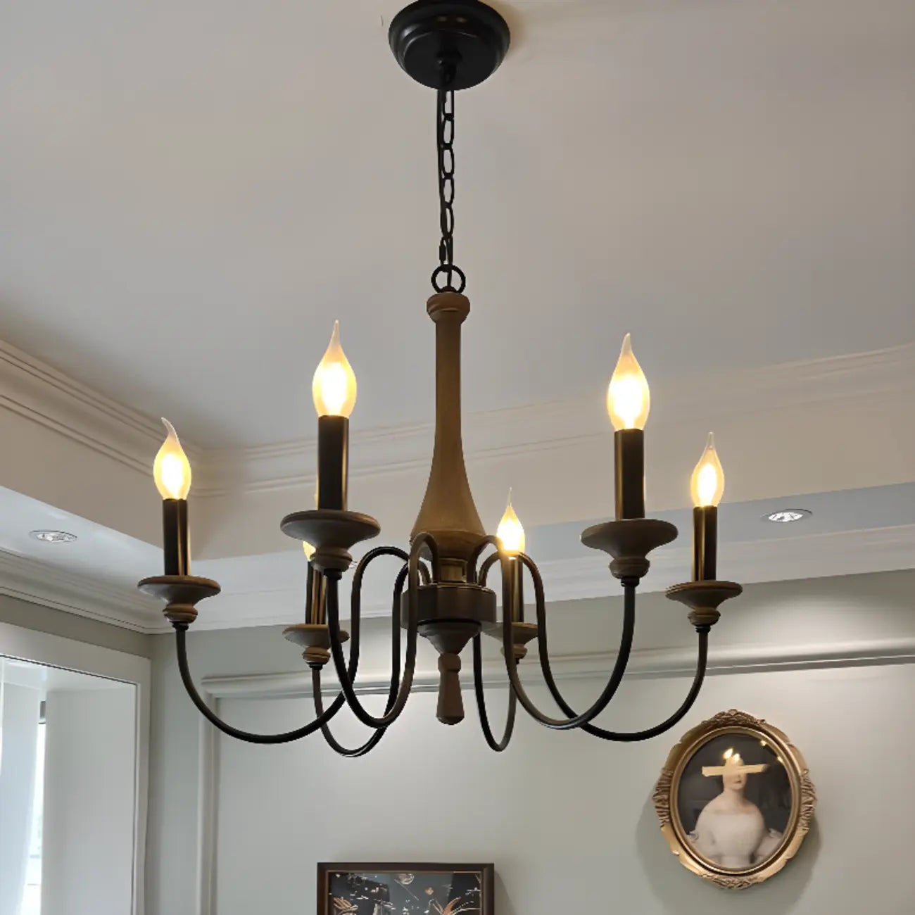 Vintage Metal Classic Candelabra Chandelier Adjustable Height