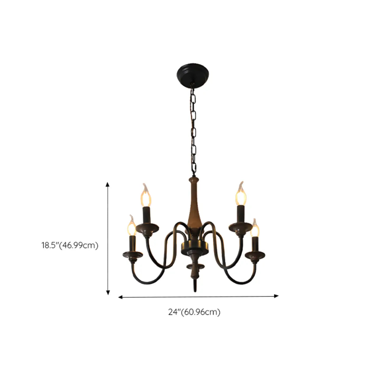 Vintage Metal Classic Candelabra Chandelier Adjustable Height
