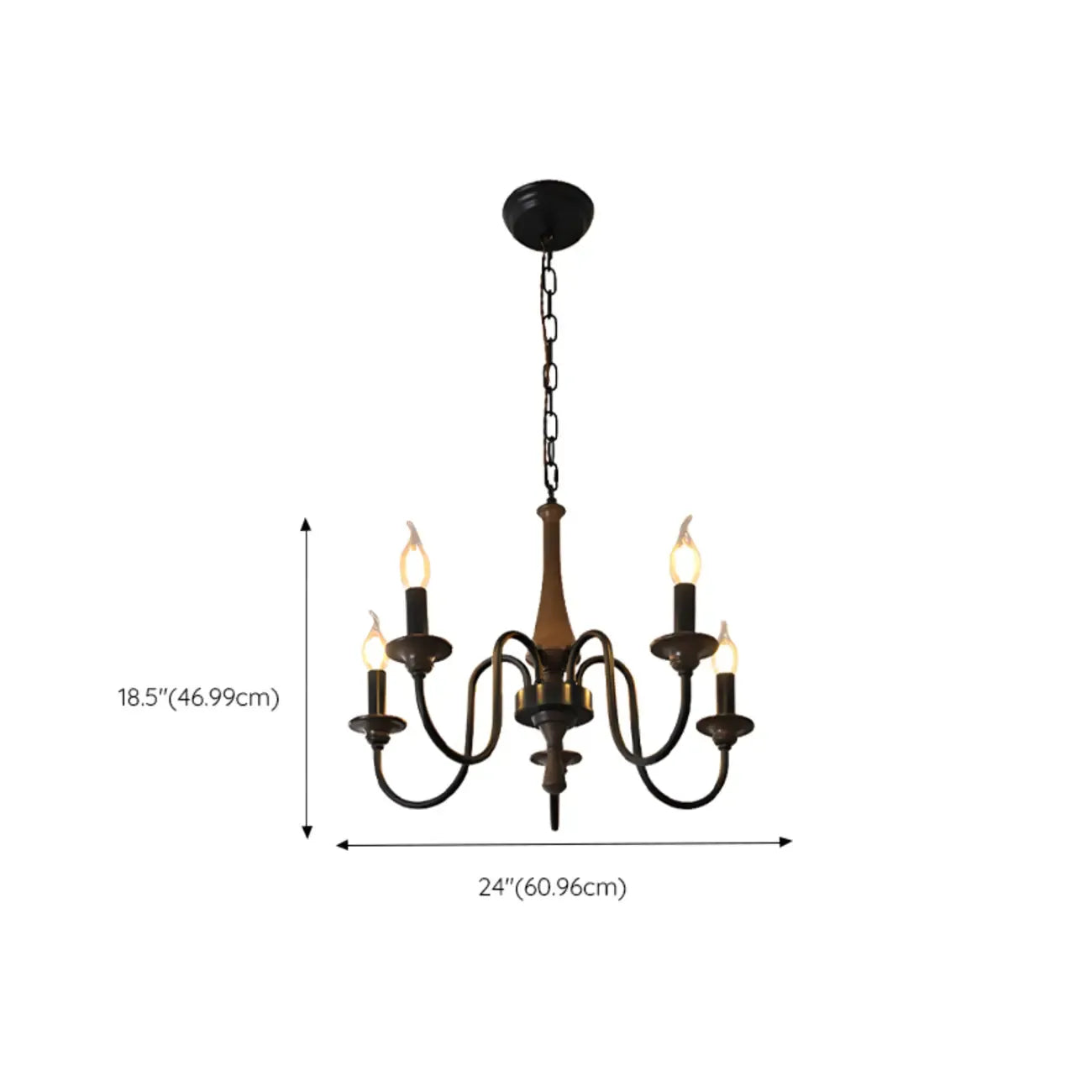 Vintage Metal Classic Candelabra Chandelier Adjustable Height