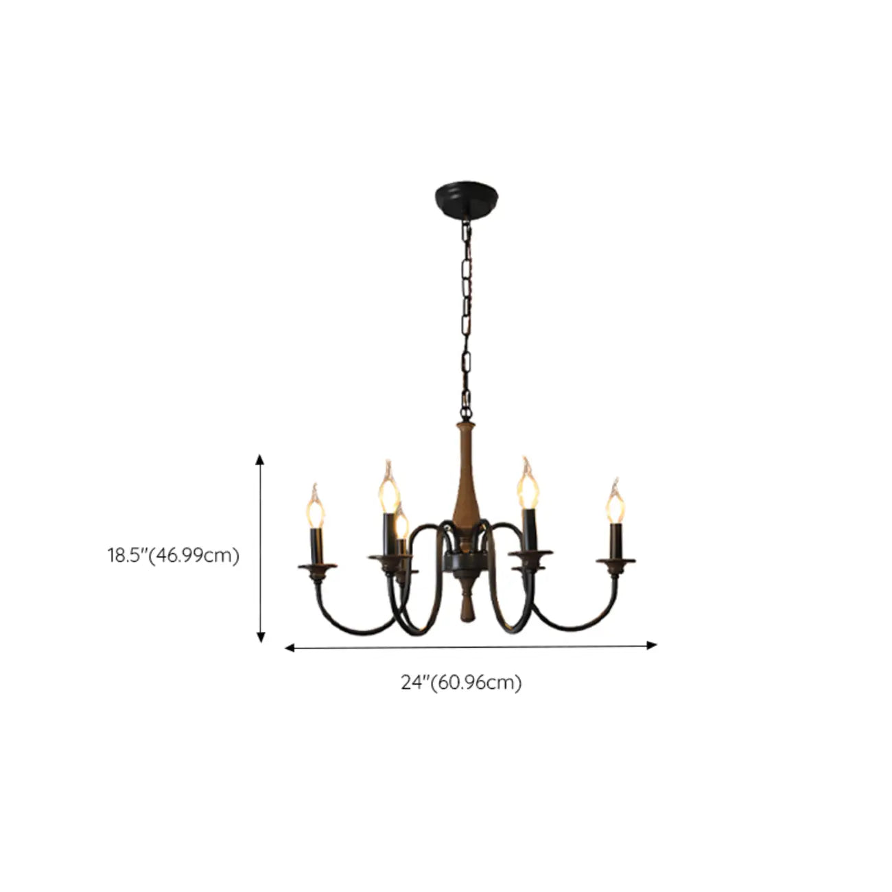 Vintage Metal Classic Candelabra Chandelier Adjustable Height
