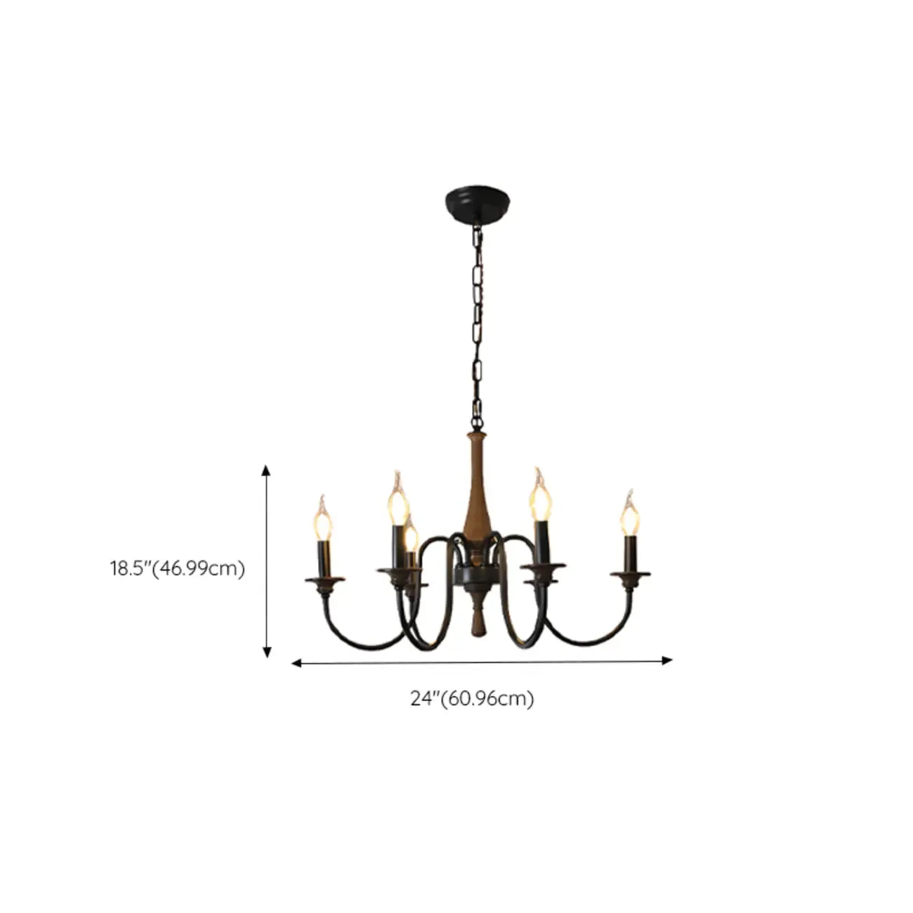 Vintage Metal Classic Candelabra Chandelier Adjustable Height