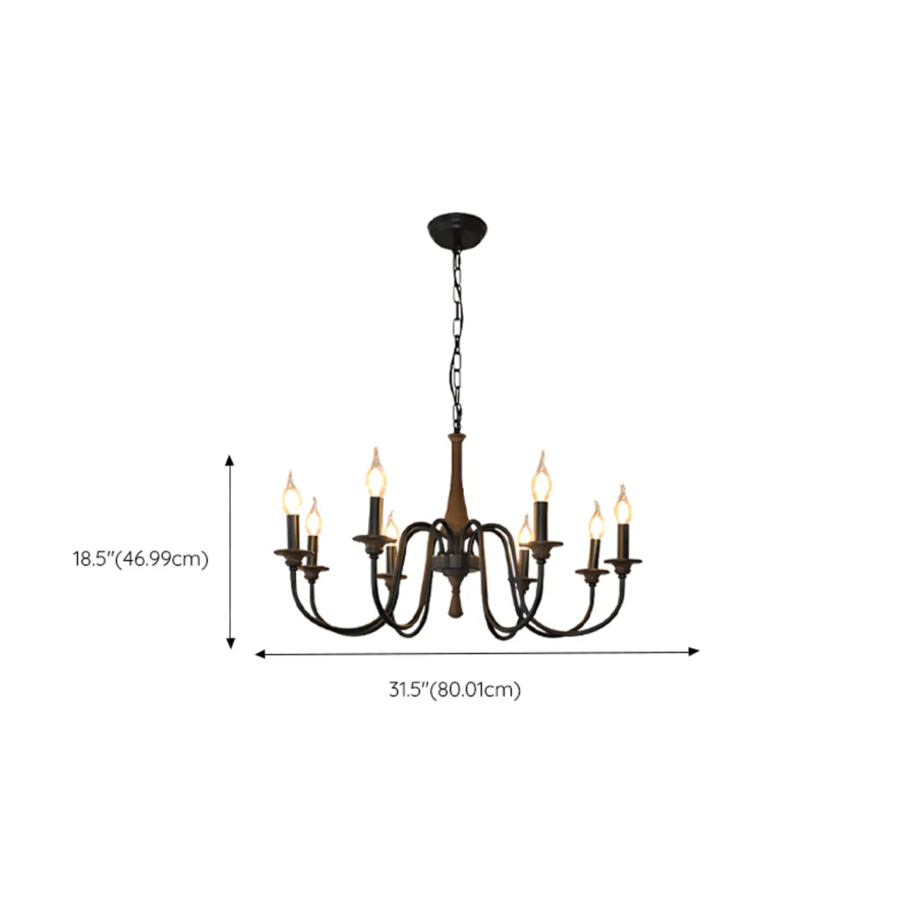 Vintage Metal Classic Candelabra Chandelier Adjustable Height